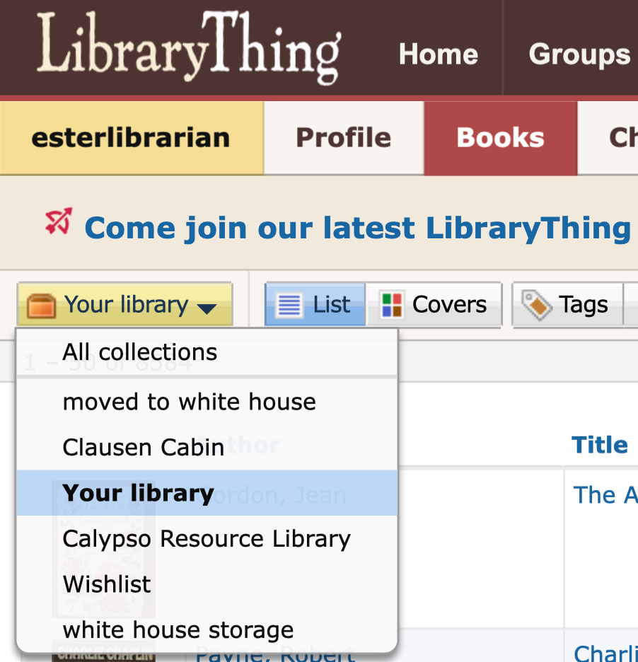 Library Thing Menu